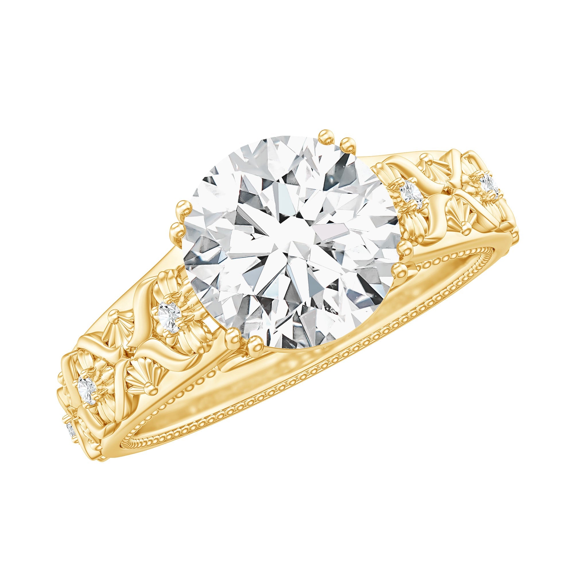 Moissanite Engagement Ring – 2 Carat Vintage Solitaire With Double Prong Setting
