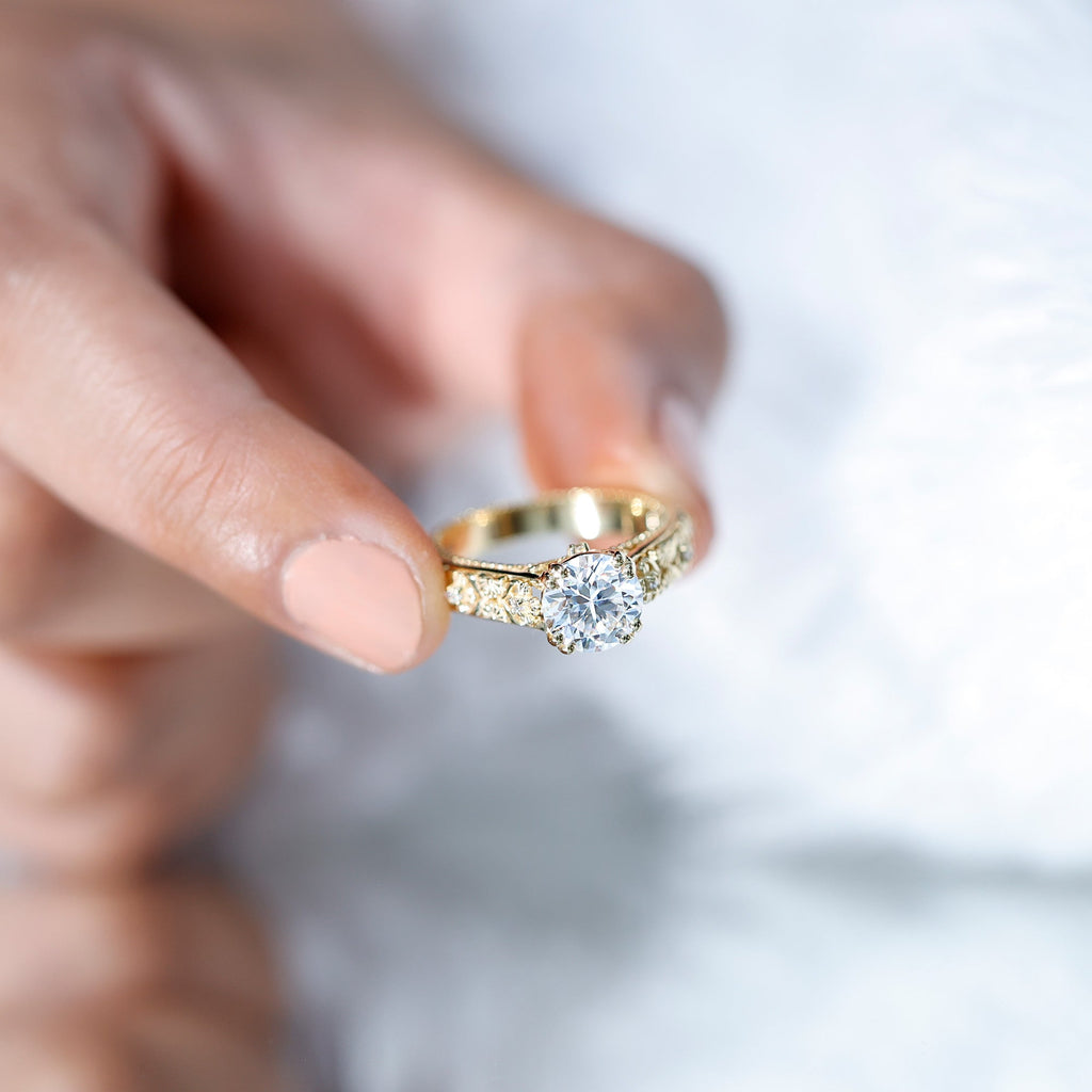 Moissanite Engagement Ring – 2 Carat Vintage Solitaire With Double Prong Setting