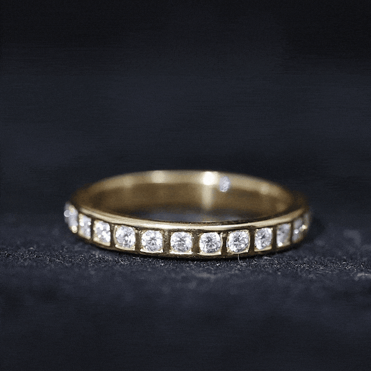 Moissanite Eternity Ring – Half Eternity Band With Round Cut Bar Set Stones