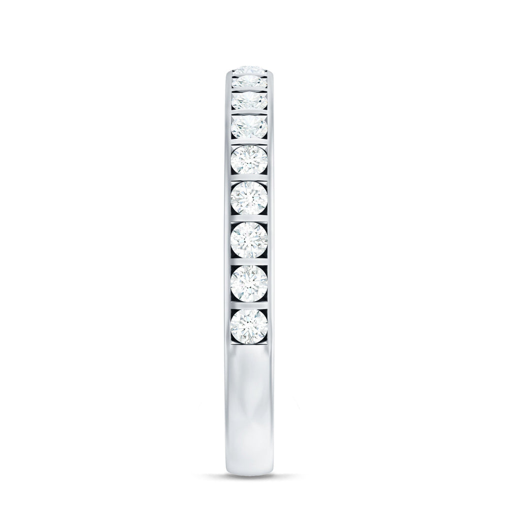 Moissanite Eternity Ring – Half Eternity Band With Round Cut Bar Set Stones