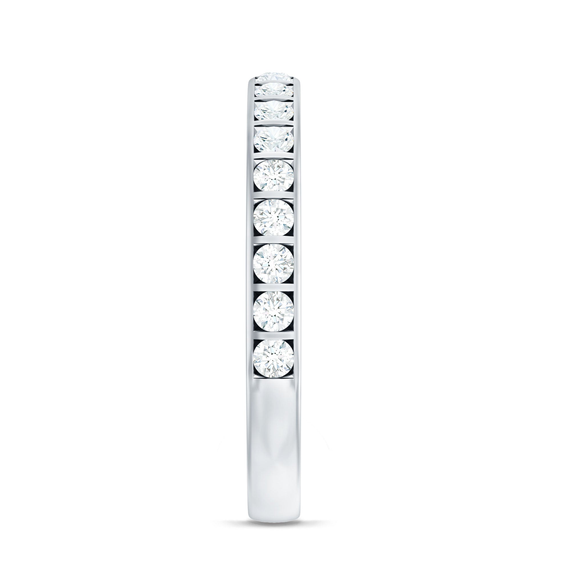 Moissanite Eternity Ring – Half Eternity Band With Round Cut Bar Set Stones
