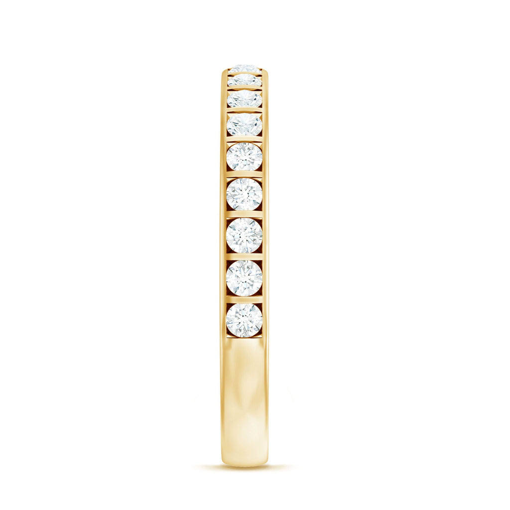 Moissanite Eternity Ring – Half Eternity Band With Round Cut Bar Set Stones