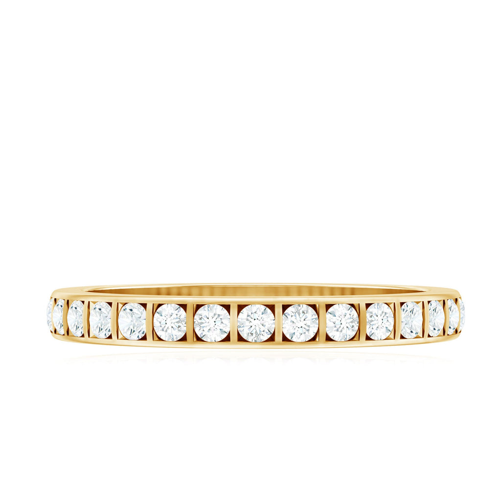 Moissanite Eternity Ring – Half Eternity Band With Round Cut Bar Set Stones