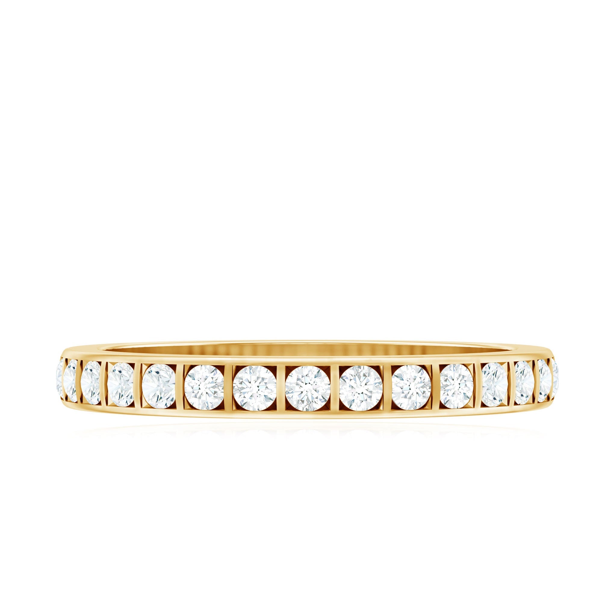 Moissanite Eternity Ring – Half Eternity Band With Round Cut Bar Set Stones