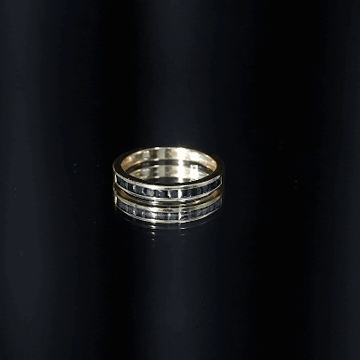 Princess Cut Black Onyx Half Eternity Band in Channel Setting