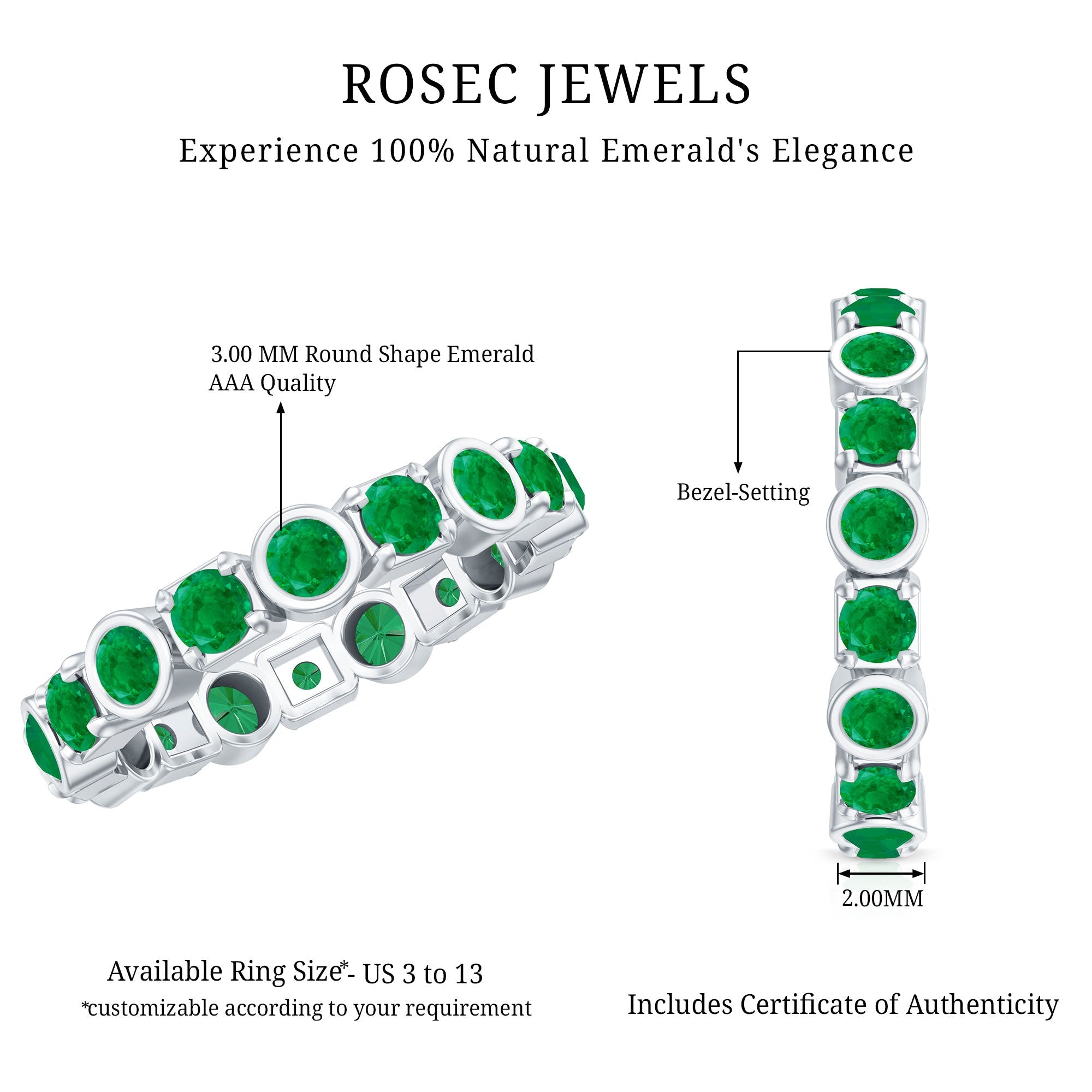Emerald Eternity Ring – Classic Wedding Band with Continuous Emerald Stones