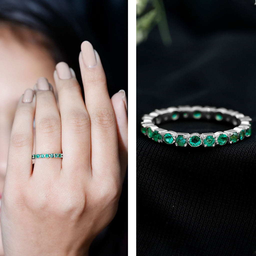 Emerald Eternity Ring – Classic Wedding Band with Continuous Emerald Stones