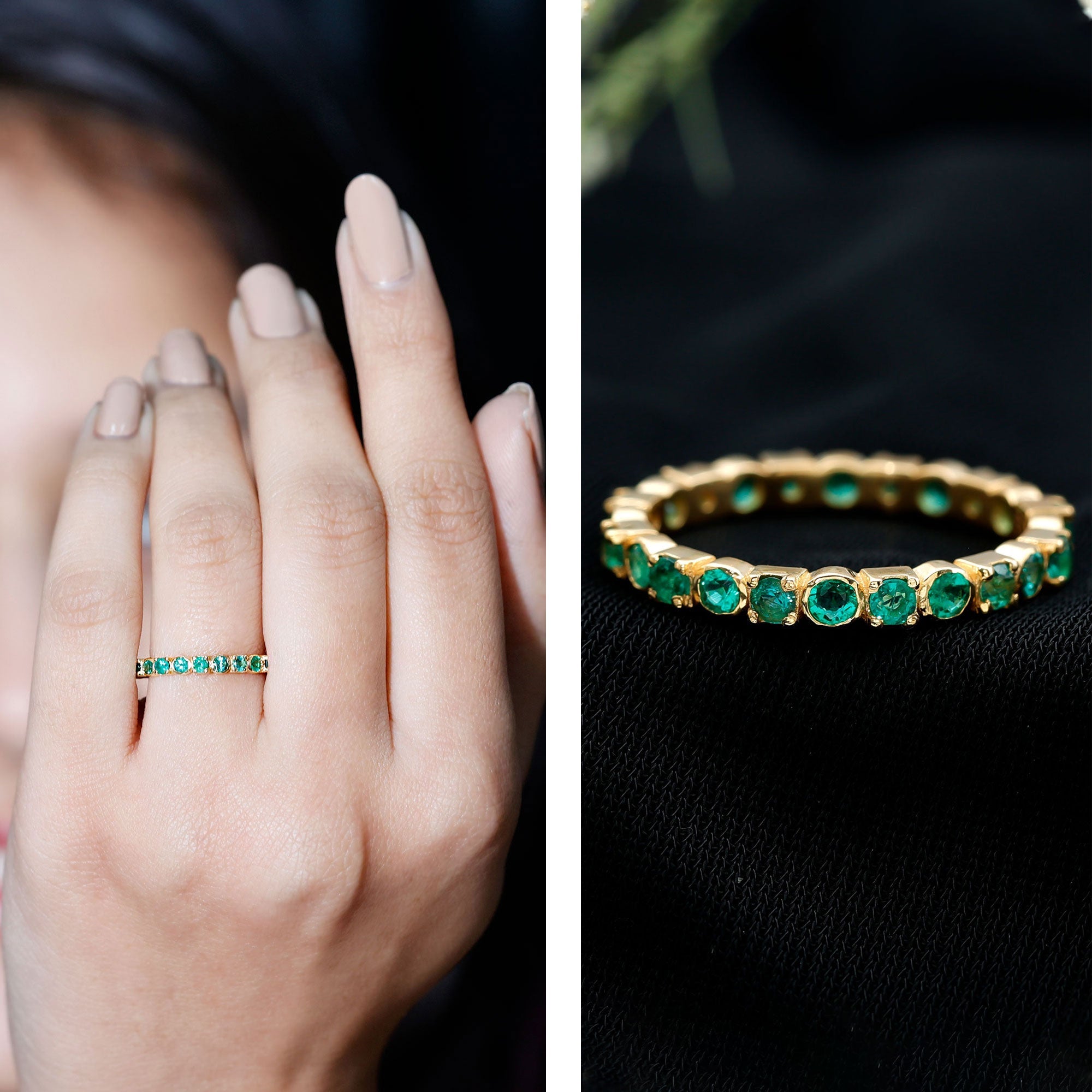 Emerald Eternity Ring – Classic Wedding Band with Continuous Emerald Stones