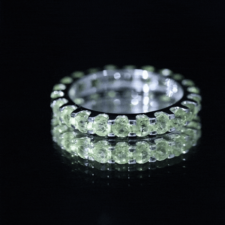 Peridot Eternity Ring – Full Eternity Band With Round Cut Peridot Gemstones