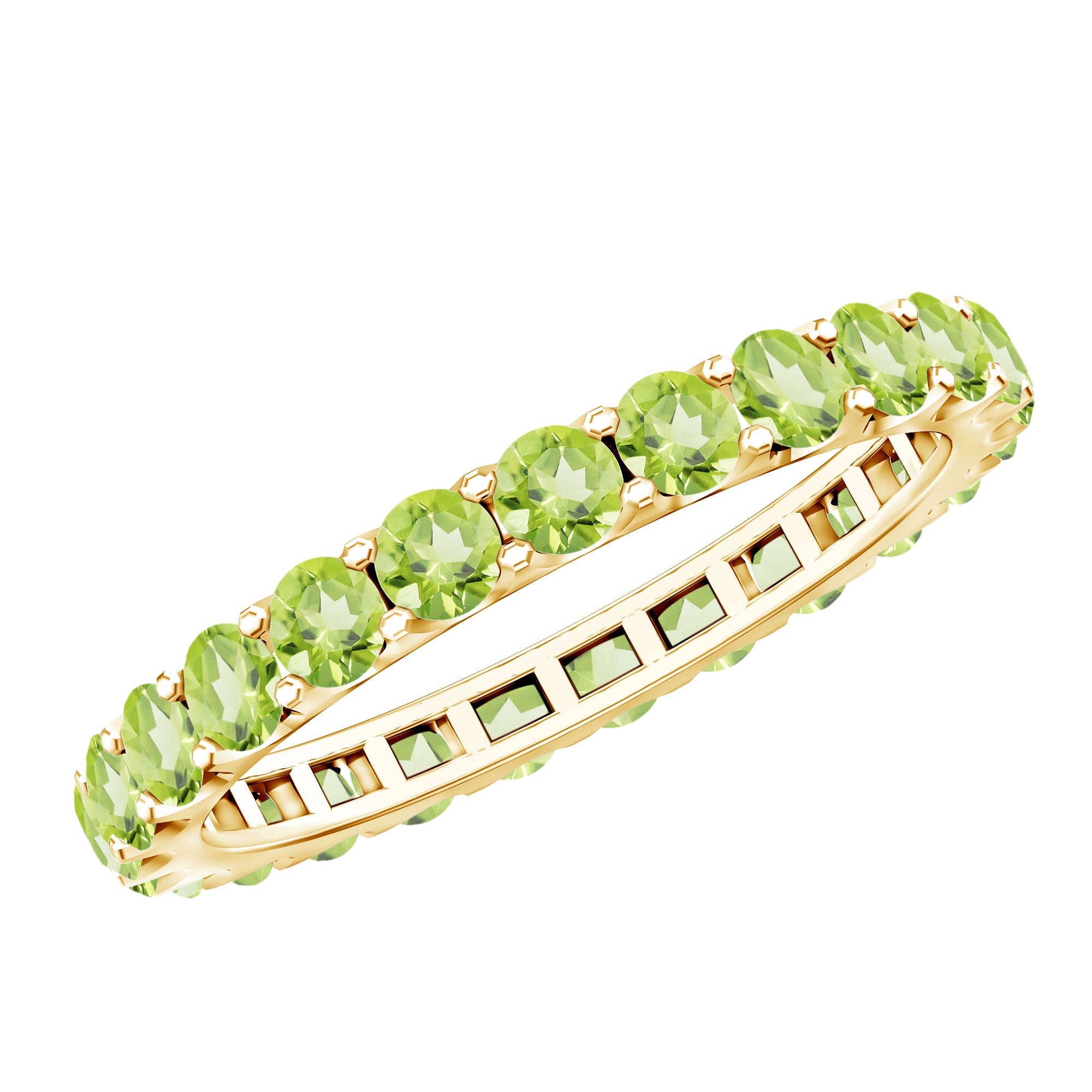 Peridot Eternity Ring – Full Eternity Band With Round Cut Peridot Gemstones