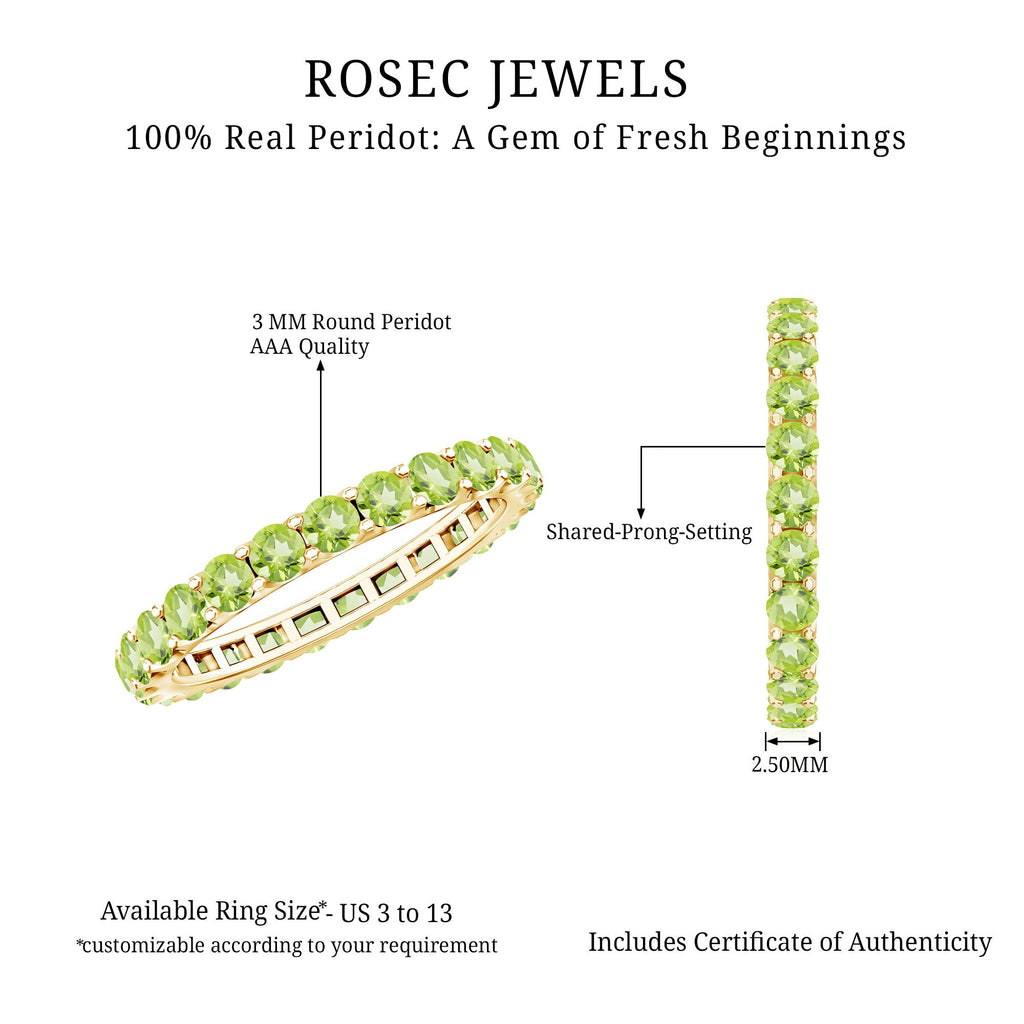 Peridot Eternity Ring – Full Eternity Band With Round Cut Peridot Gemstones