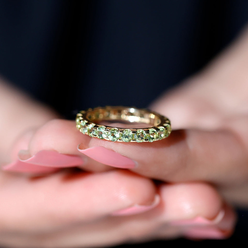 Peridot Eternity Ring – Full Eternity Band With Round Cut Peridot Gemstones