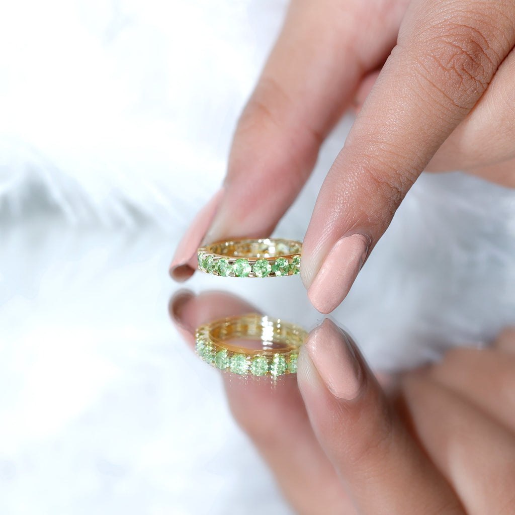Peridot Eternity Ring – Full Eternity Band With Round Cut Peridot Gemstones