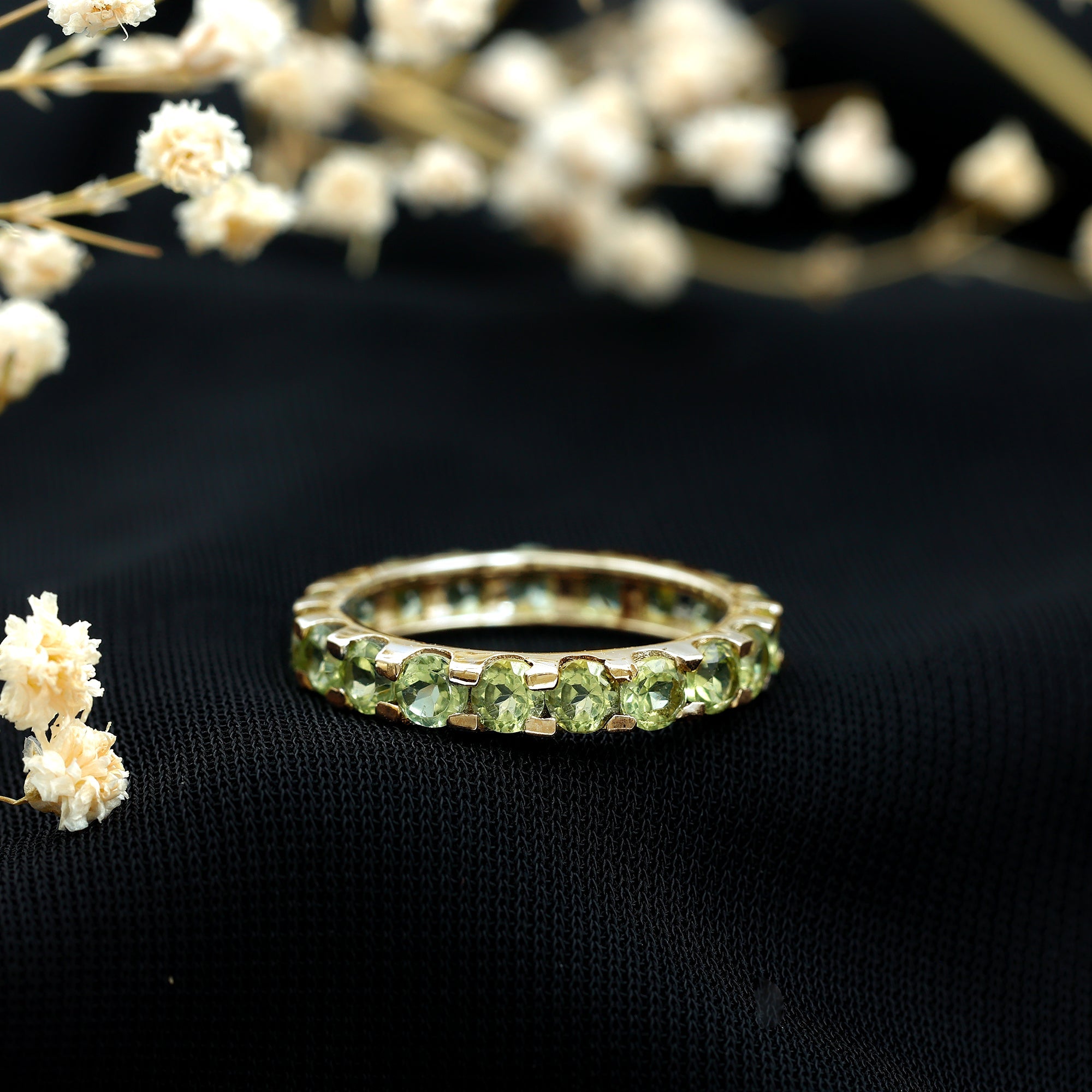 Peridot Eternity Ring – Full Eternity Band With Round Cut Peridot Gemstones