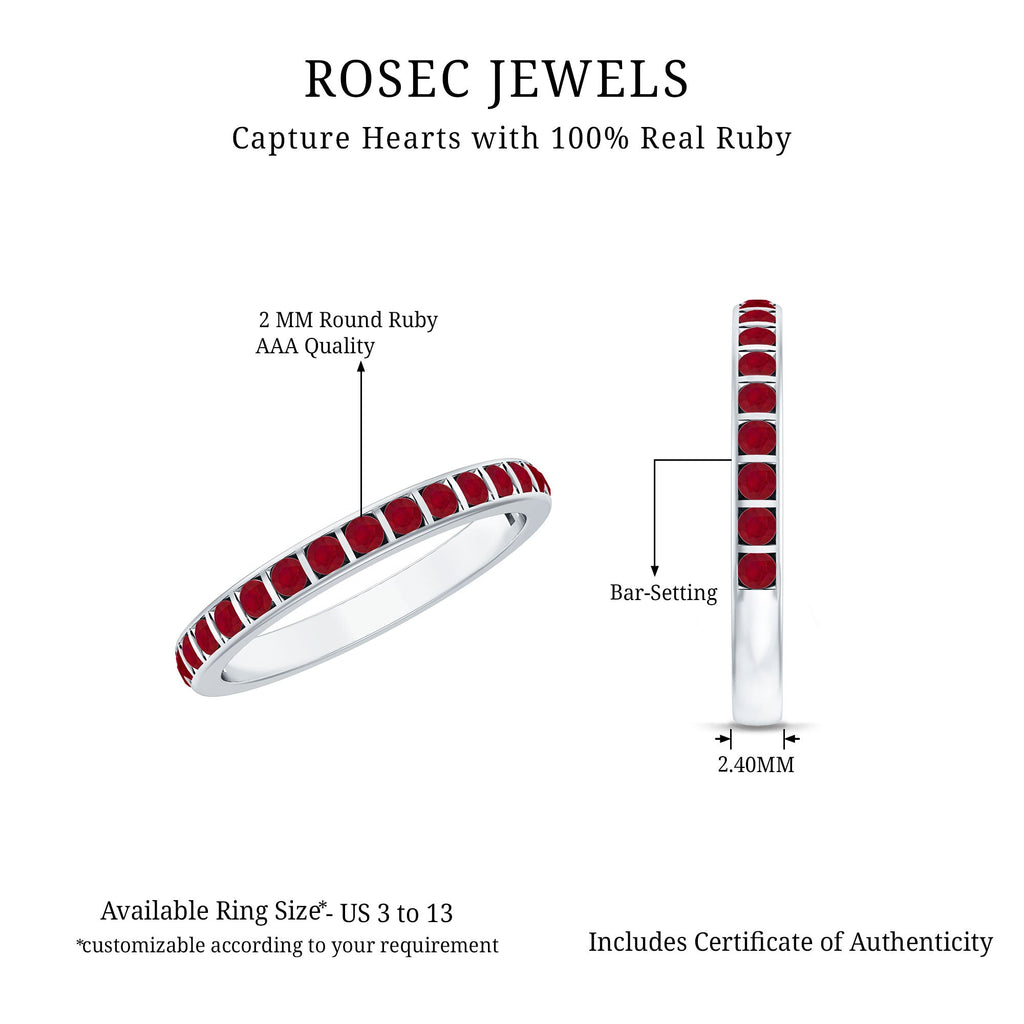 Ruby Eternity Ring – Bar Setting Contemporary Band with AAA Quality Stones