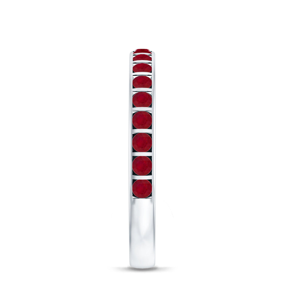 Ruby Eternity Ring – Bar Setting Contemporary Band with AAA Quality Stones