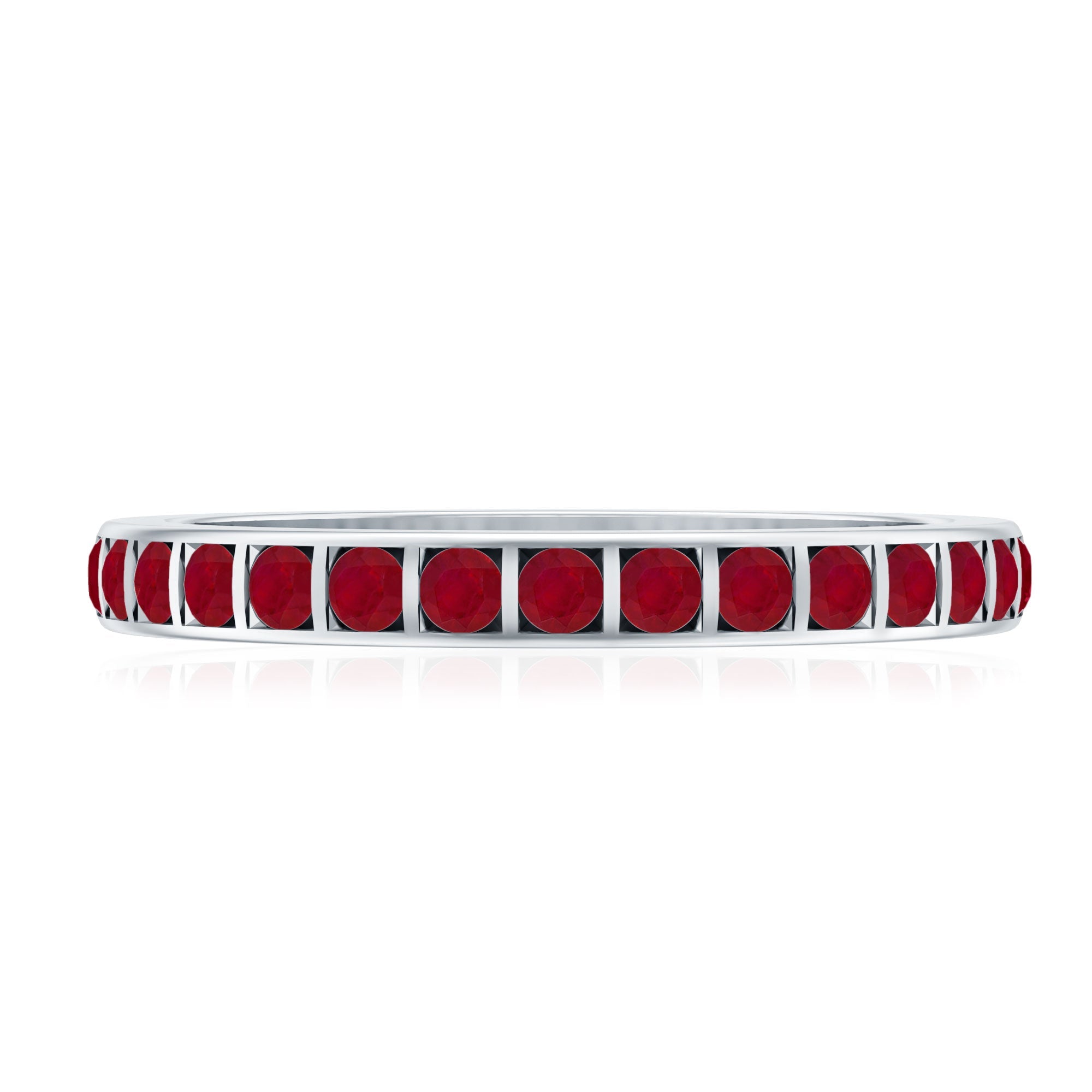 Ruby Eternity Ring – Bar Setting Contemporary Band with AAA Quality Stones