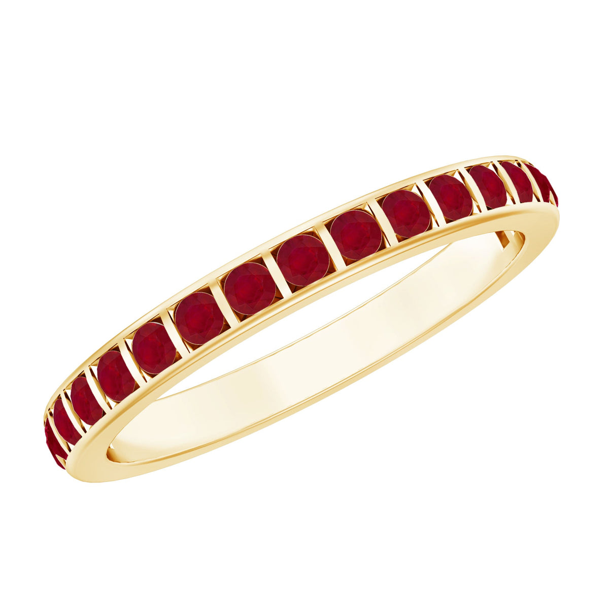 Ruby Eternity Ring – Bar Setting Contemporary Band with AAA Quality Stones