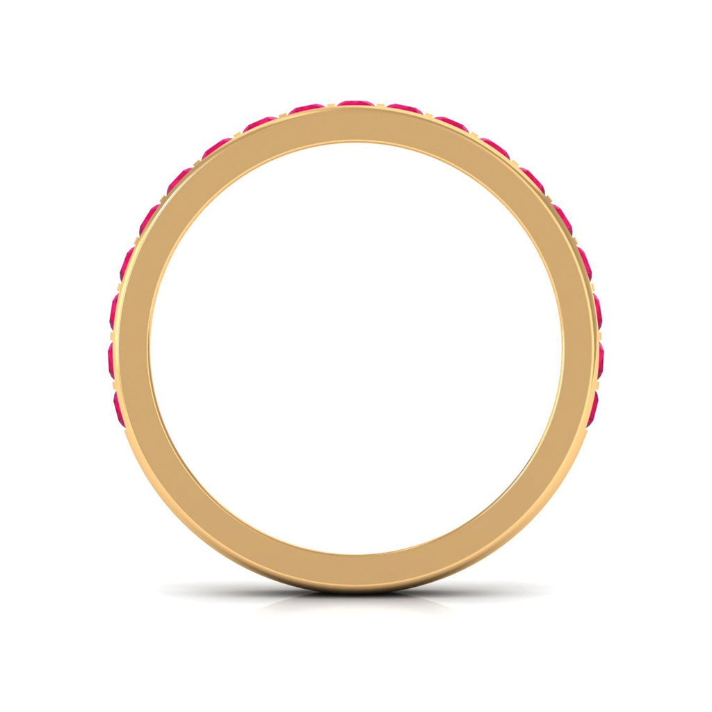 Ruby Eternity Ring – Bar Setting Contemporary Band with AAA Quality Stones