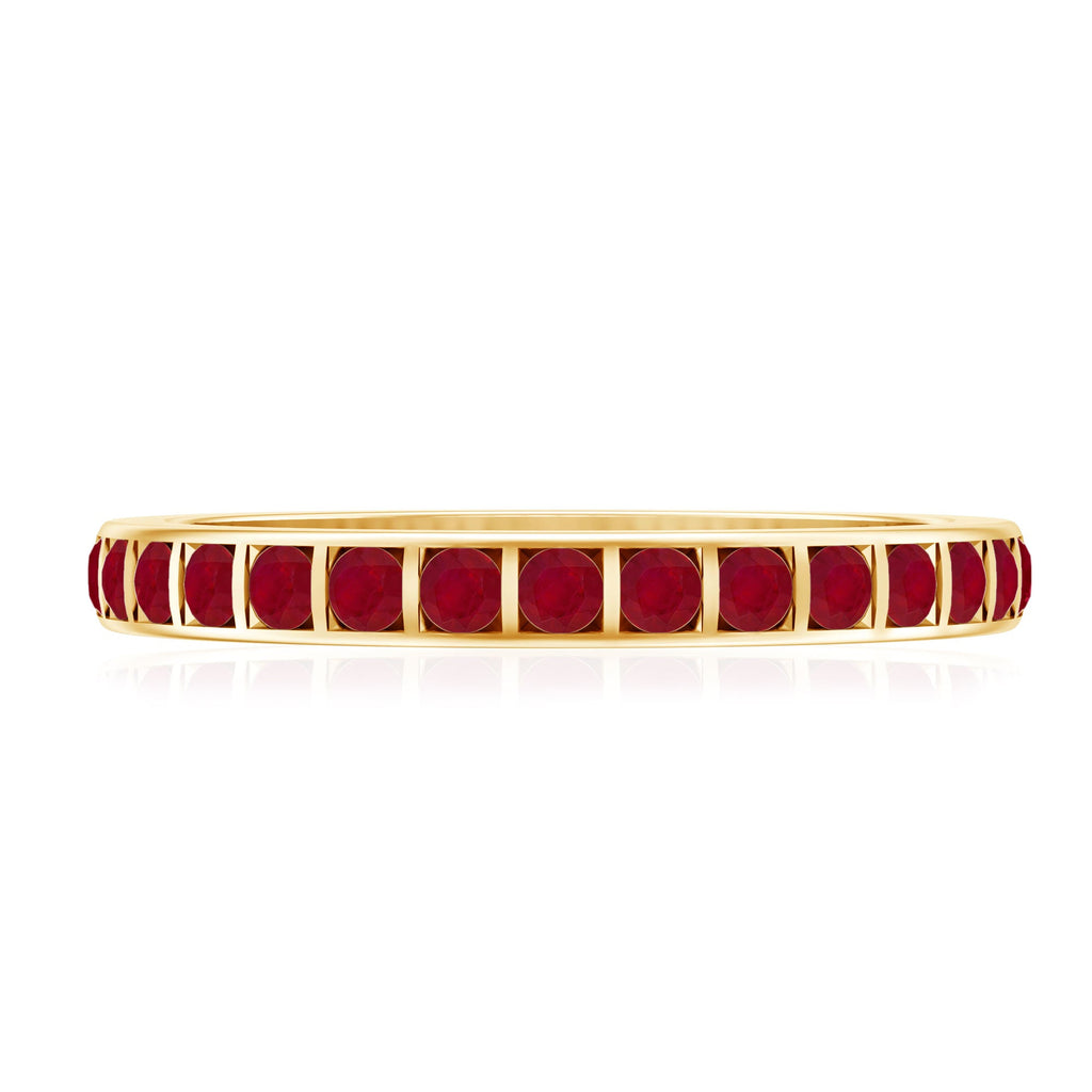 Ruby Eternity Ring – Bar Setting Contemporary Band with AAA Quality Stones
