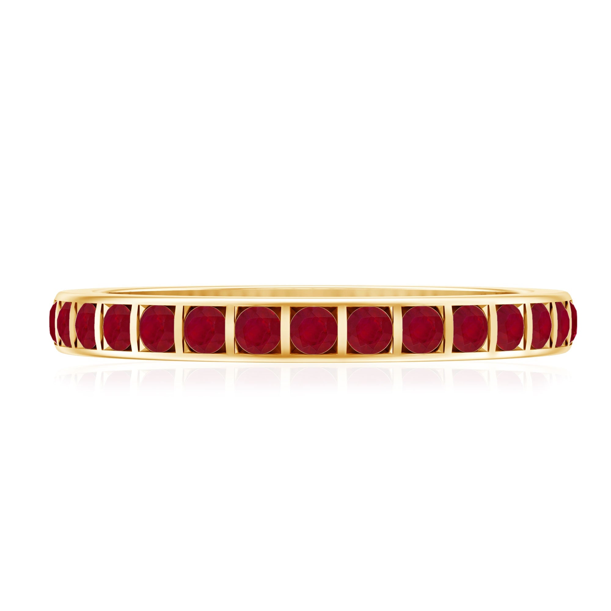 Ruby Eternity Ring – Bar Setting Contemporary Band with AAA Quality Stones