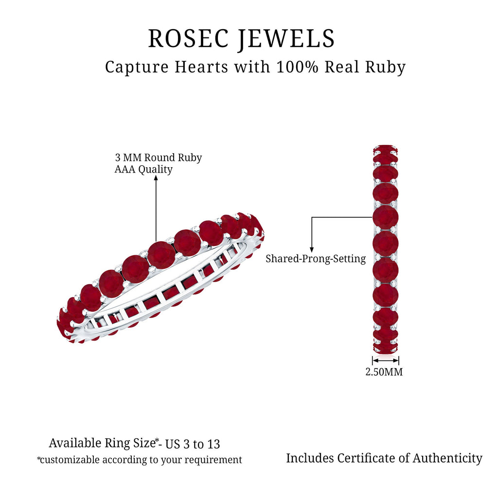 Ruby Eternity Ring – Full Eternity Band with AAA Quality Ruby Stones | Stackable
