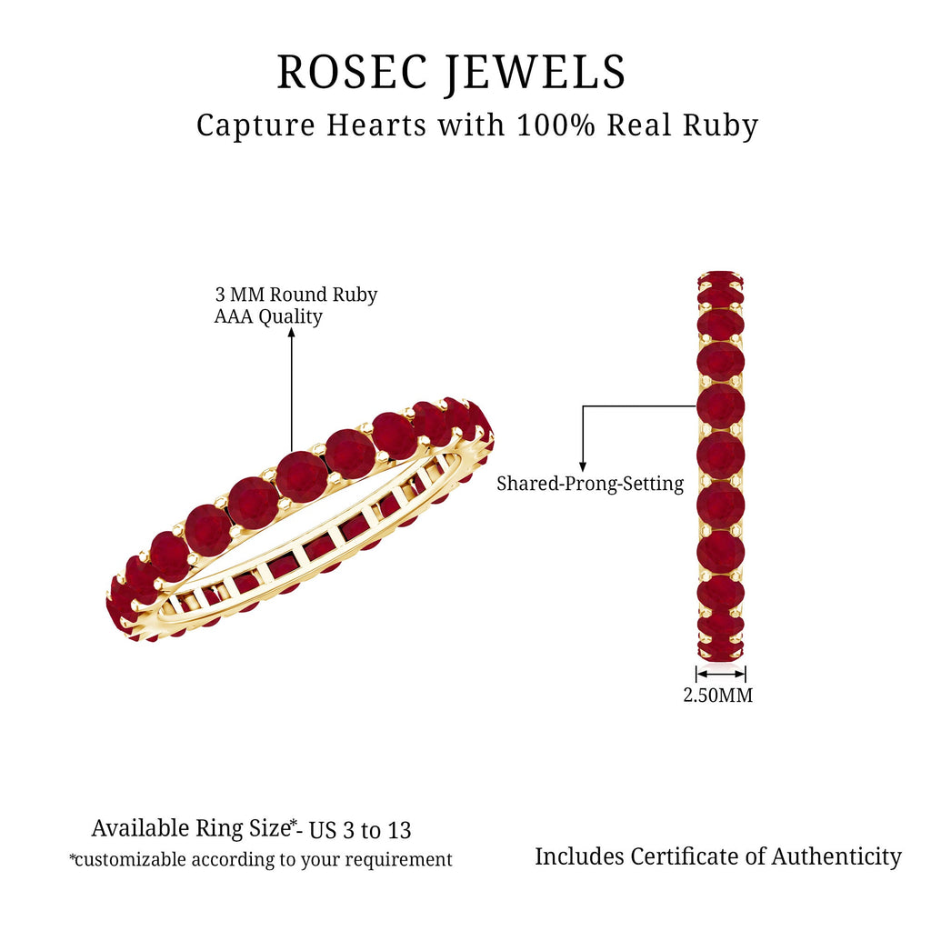 Ruby Eternity Ring – Full Eternity Band with AAA Quality Ruby Stones | Stackable