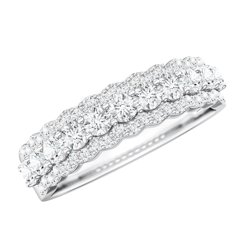 Classic Moissanite Half Eternity Wedding Band Ring