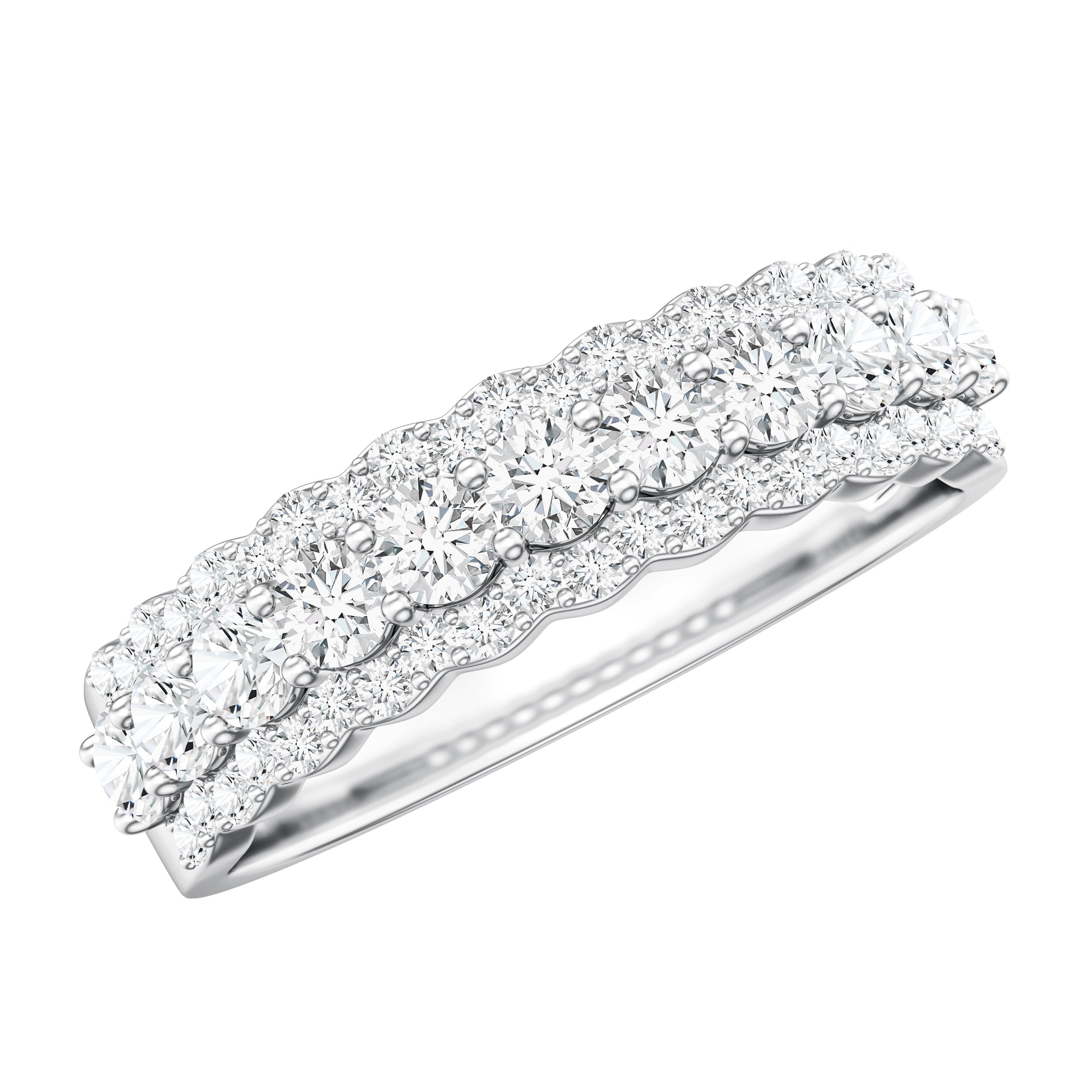 Classic Moissanite Half Eternity Wedding Band Ring
