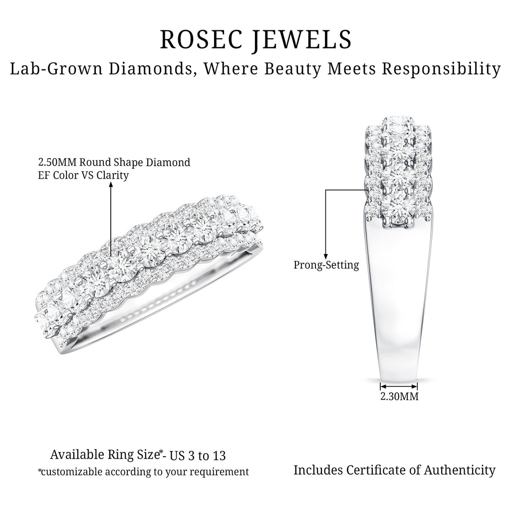 Classic Moissanite Half Eternity Wedding Band Ring