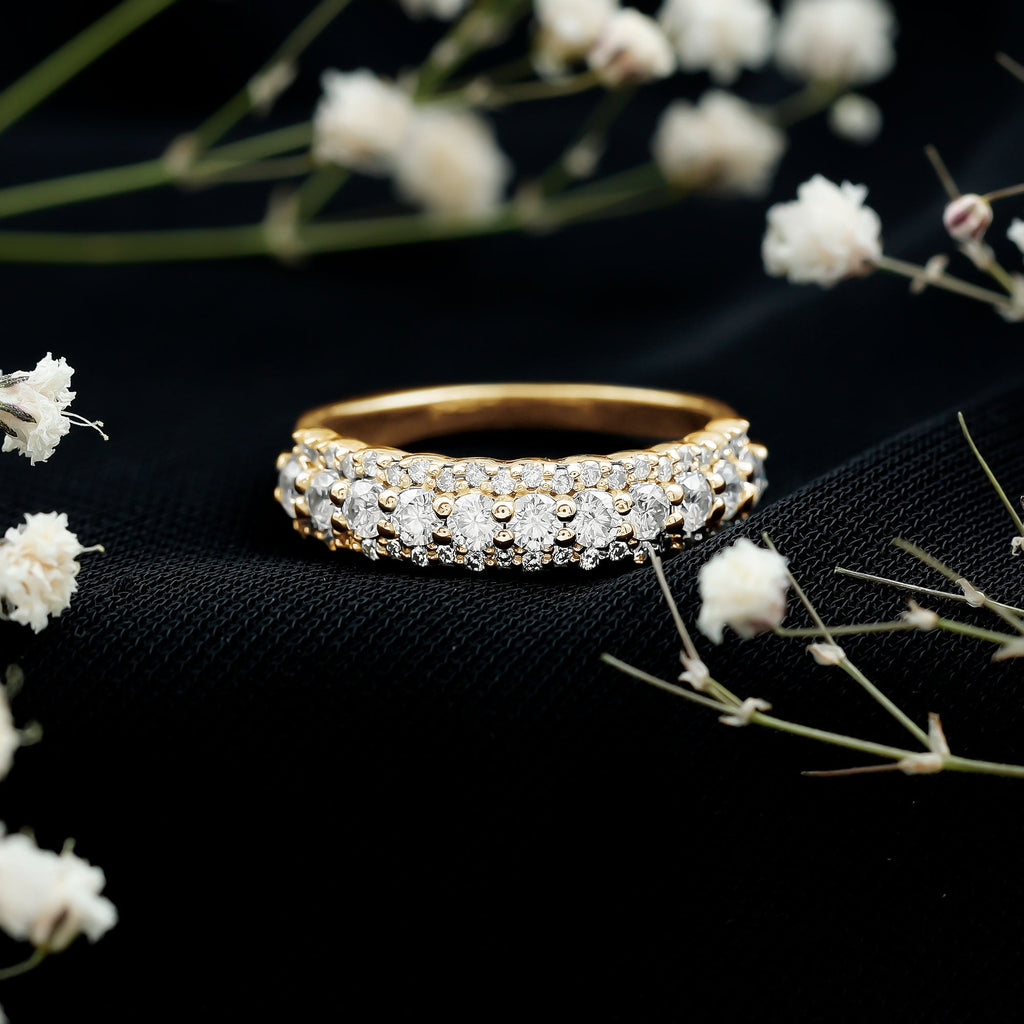 Classic Moissanite Half Eternity Wedding Band Ring