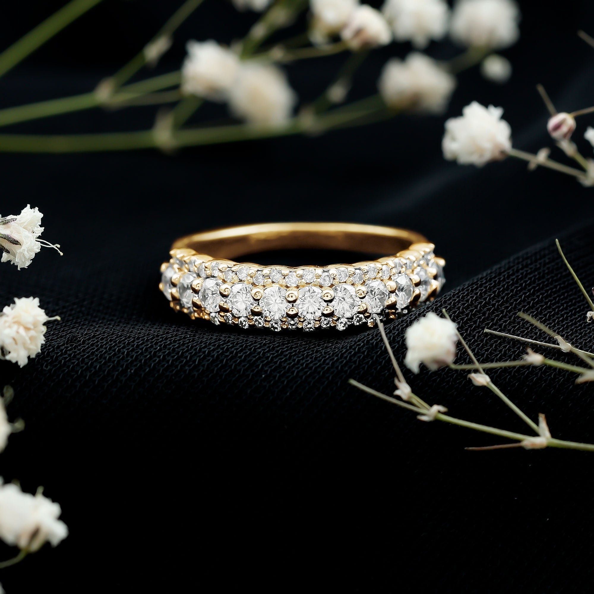 Classic Moissanite Half Eternity Wedding Band Ring