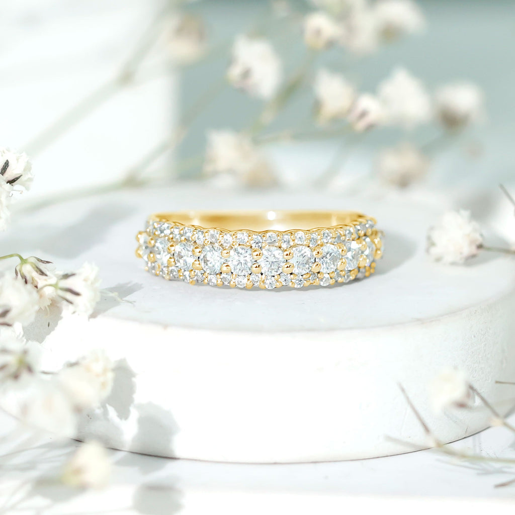 Classic Moissanite Half Eternity Wedding Band Ring
