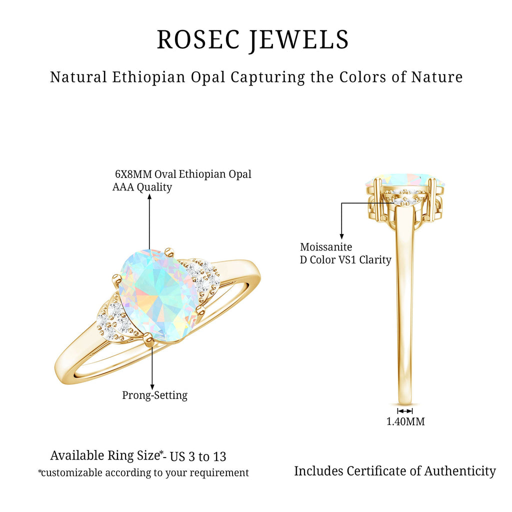 1.2 Carat Classic Ethiopian Opal Oval Engagement Ring