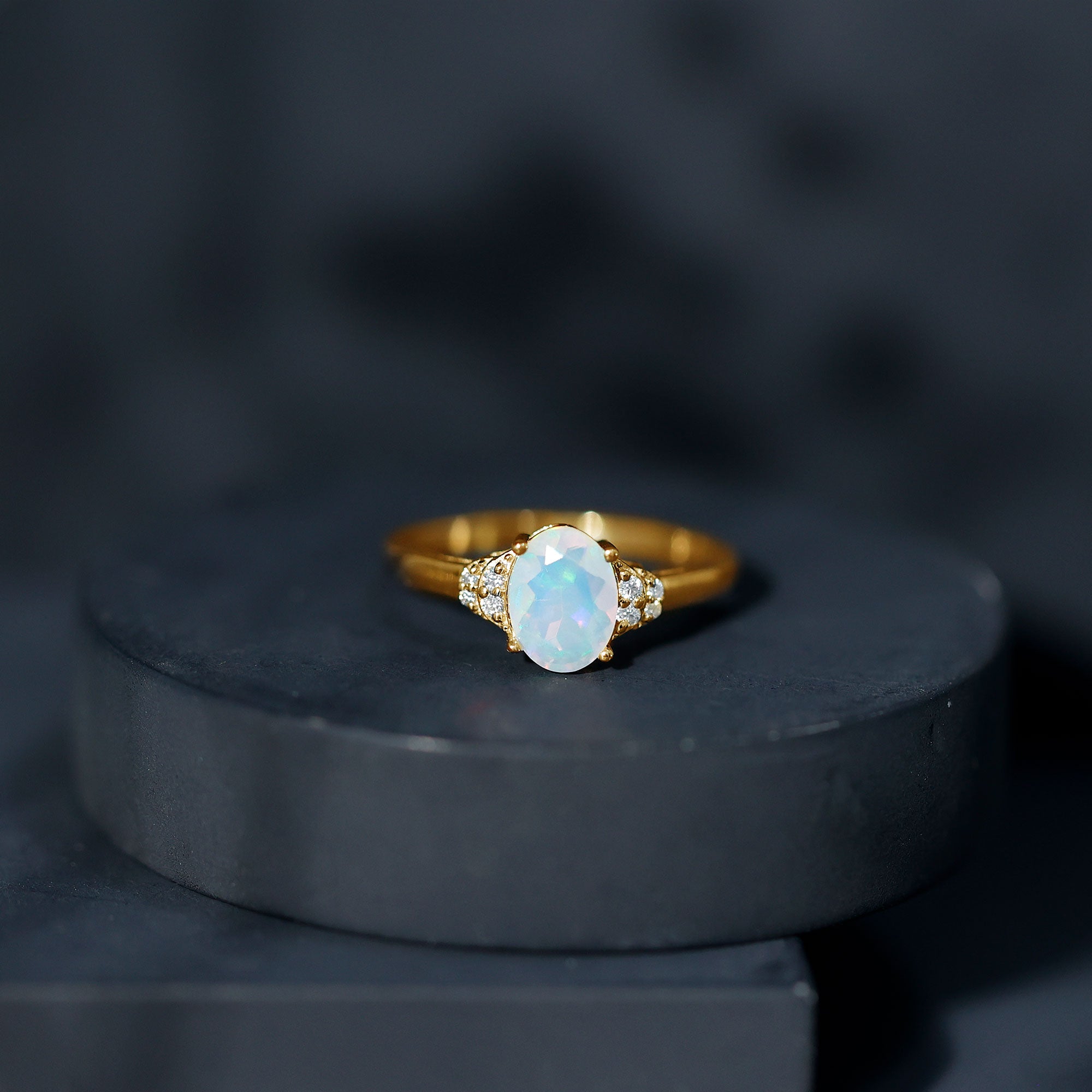 1.2 Carat Classic Ethiopian Opal Oval Engagement Ring