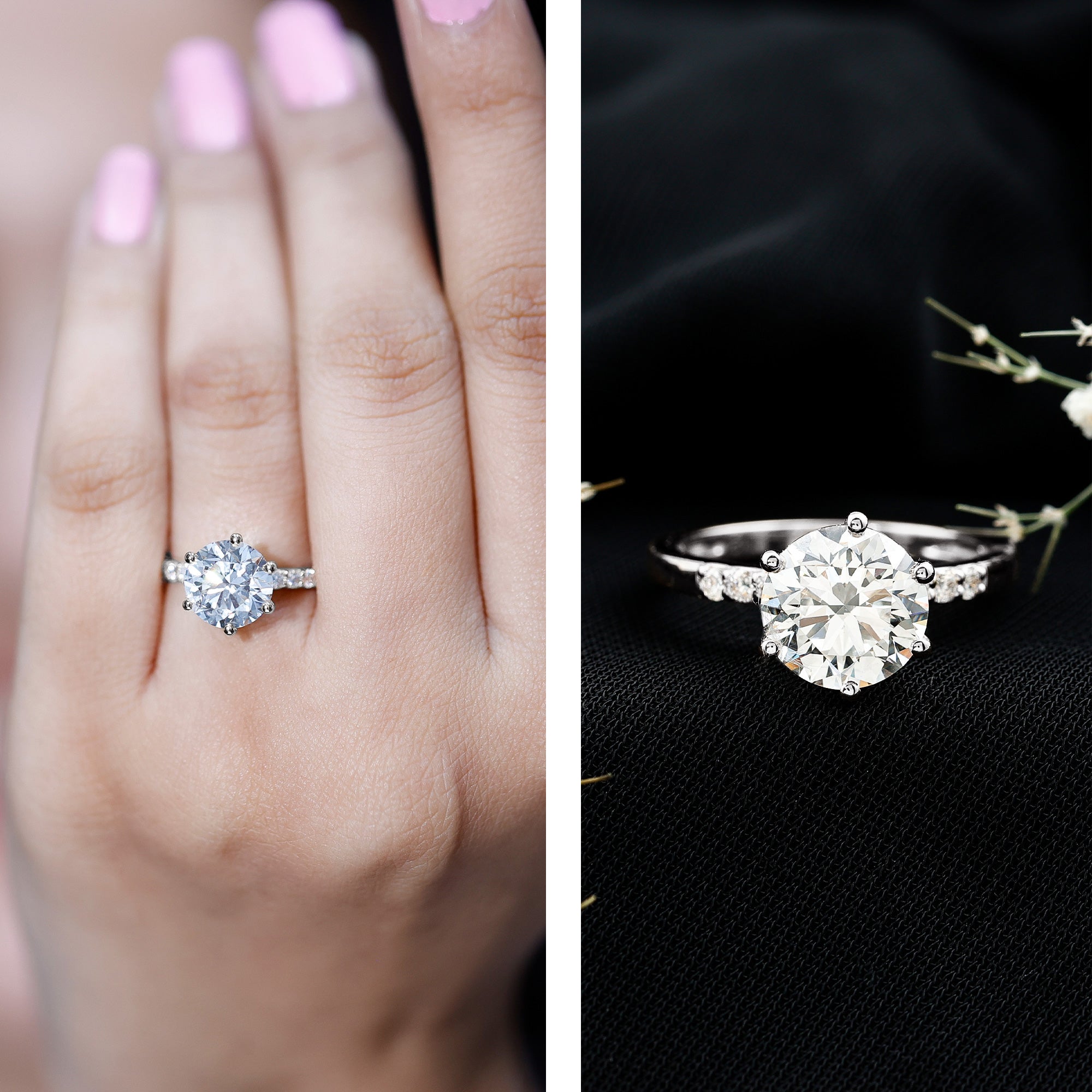 Round Cut 3 Carat Lab Grown Diamond Solitaire Engagement Ring
