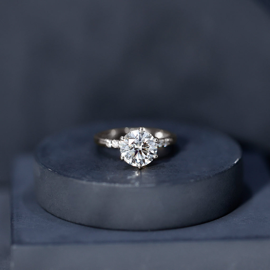 Round Cut 3 Carat Lab Grown Diamond Solitaire Engagement Ring