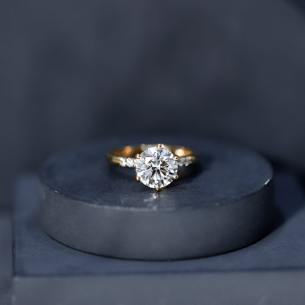 Round Cut 3 Carat Lab Grown Diamond Solitaire Engagement Ring