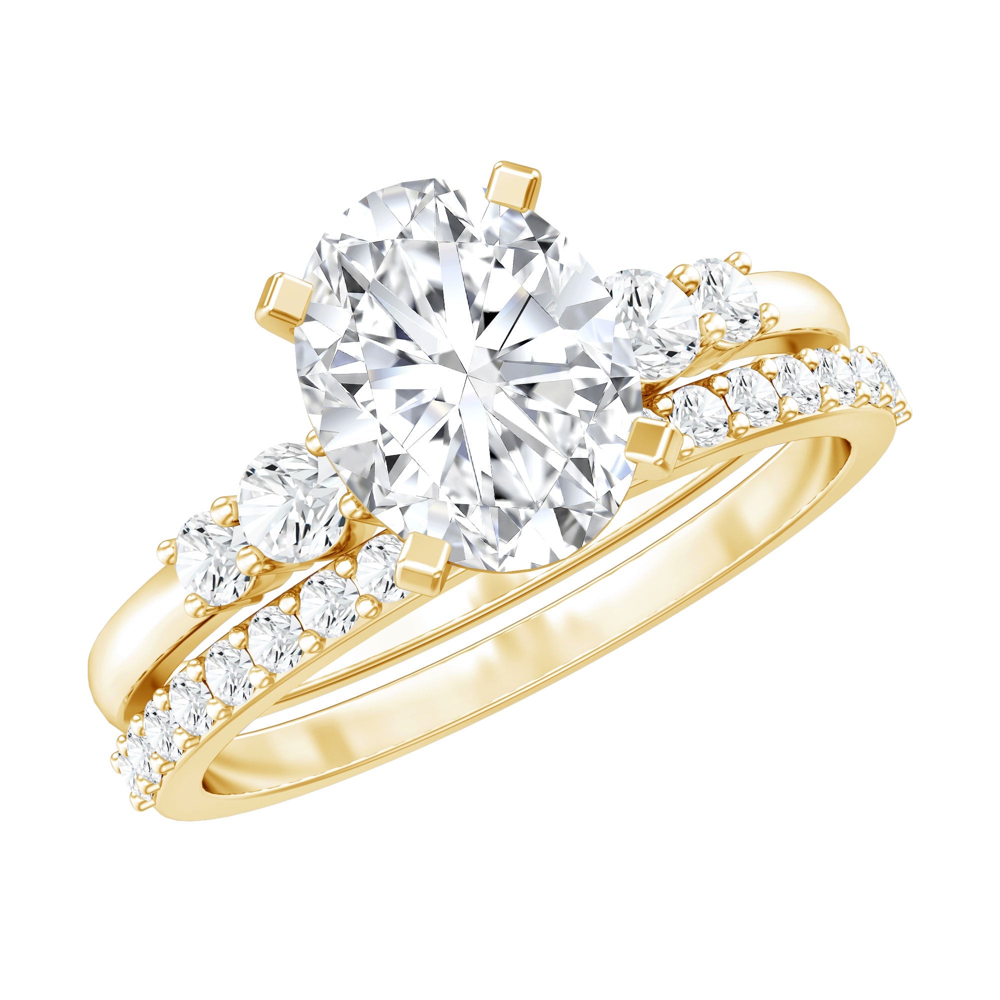 Lab Diamond Bridal Ring 2 Carat Oval Shape Engagement Set | IGI Certified VS1 Clarity