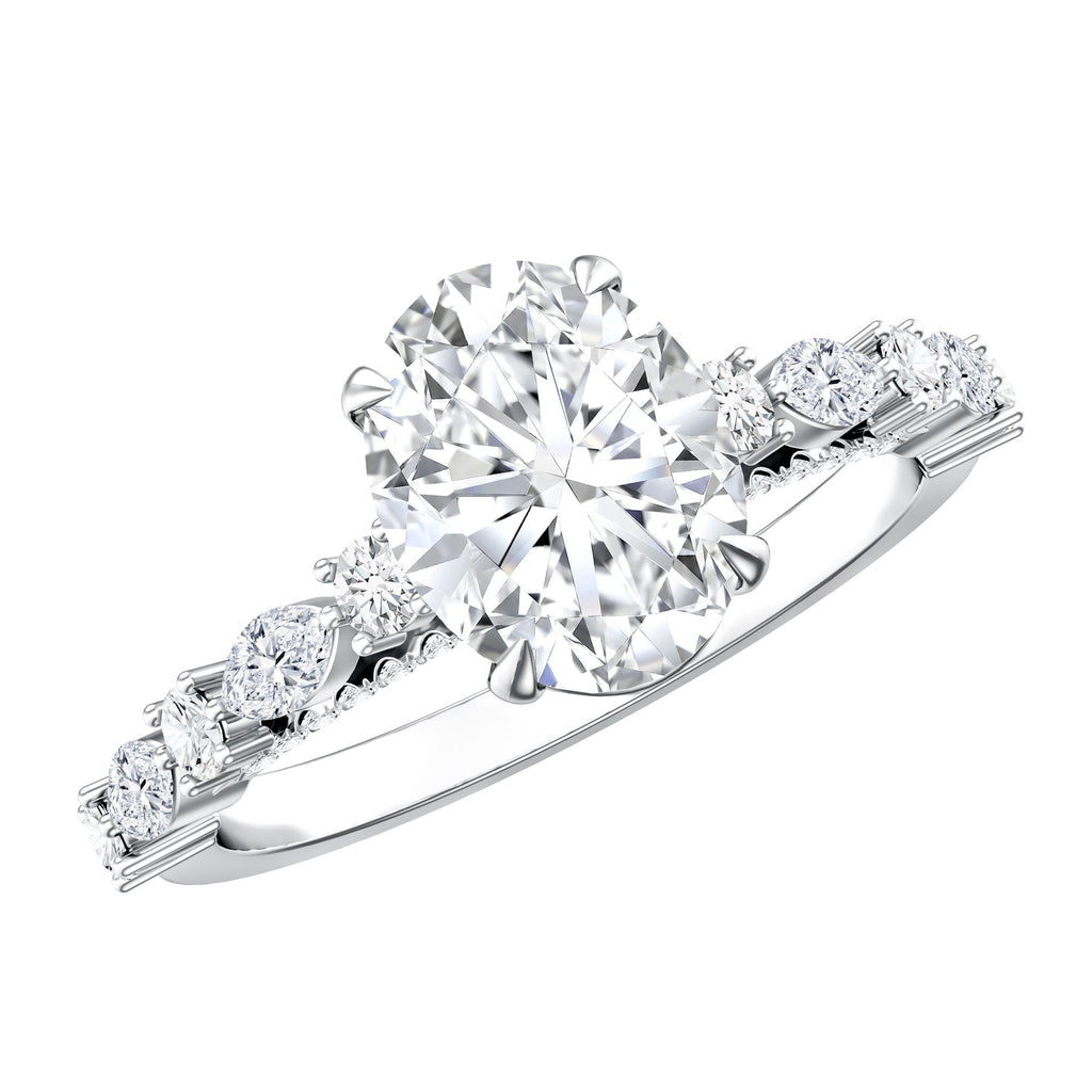 Lab Grown Diamond Ring - 2 Carat Oval Cut Diamond Engagement Ring with IGI Certificate