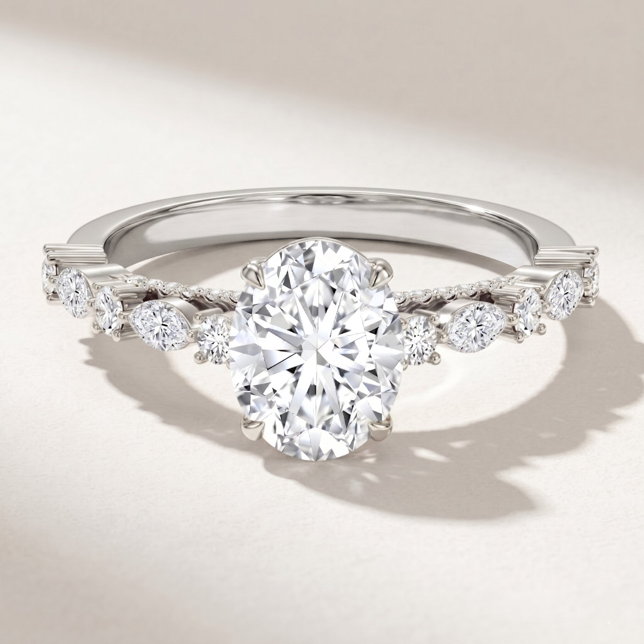 Lab Grown Diamond Ring - 2 Carat Oval Cut Diamond Engagement Ring with IGI Certificate