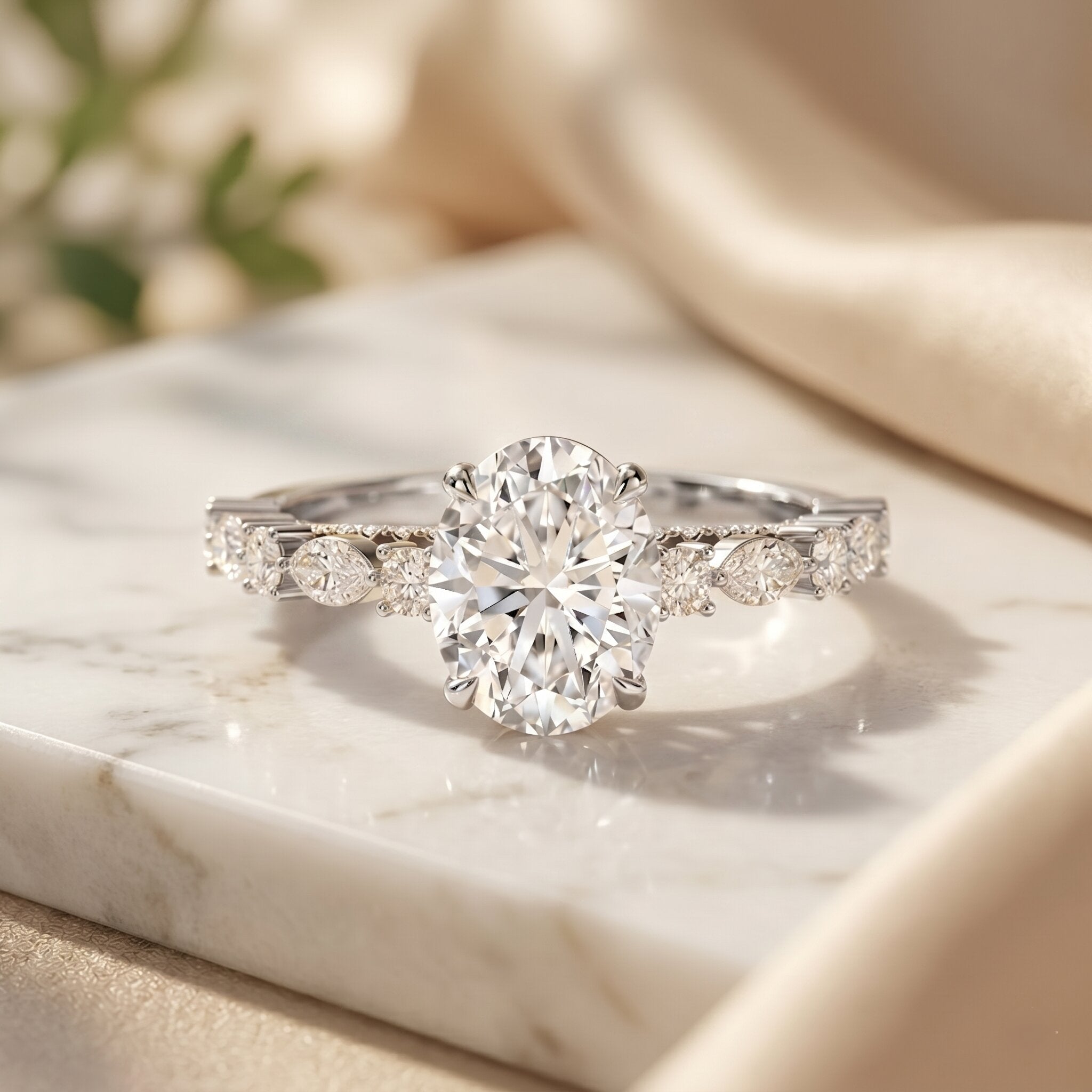Lab Grown Diamond Ring - 2 Carat Oval Cut Diamond Engagement Ring with IGI Certificate
