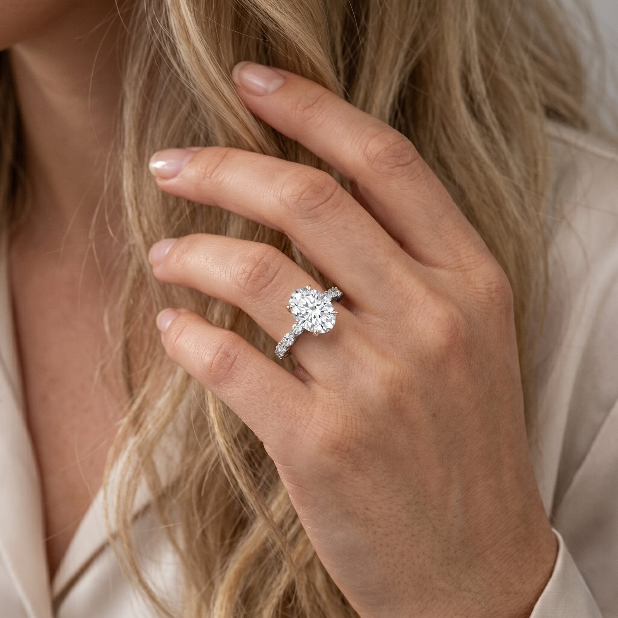 Lab Grown Diamond Ring - 2 Carat Oval Cut Diamond Engagement Ring with IGI Certificate