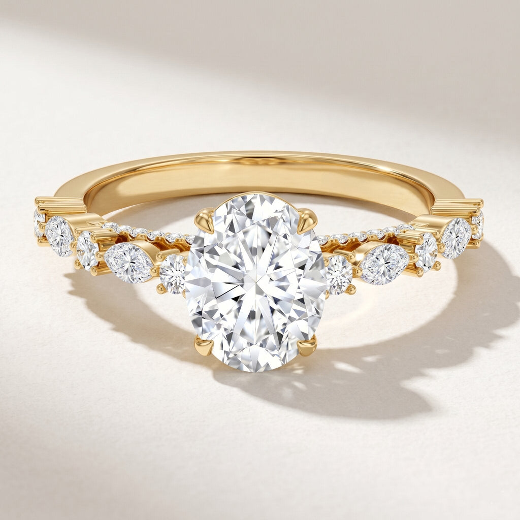 Lab Grown Diamond Ring - 2 Carat Oval Cut Diamond Engagement Ring with IGI Certificate