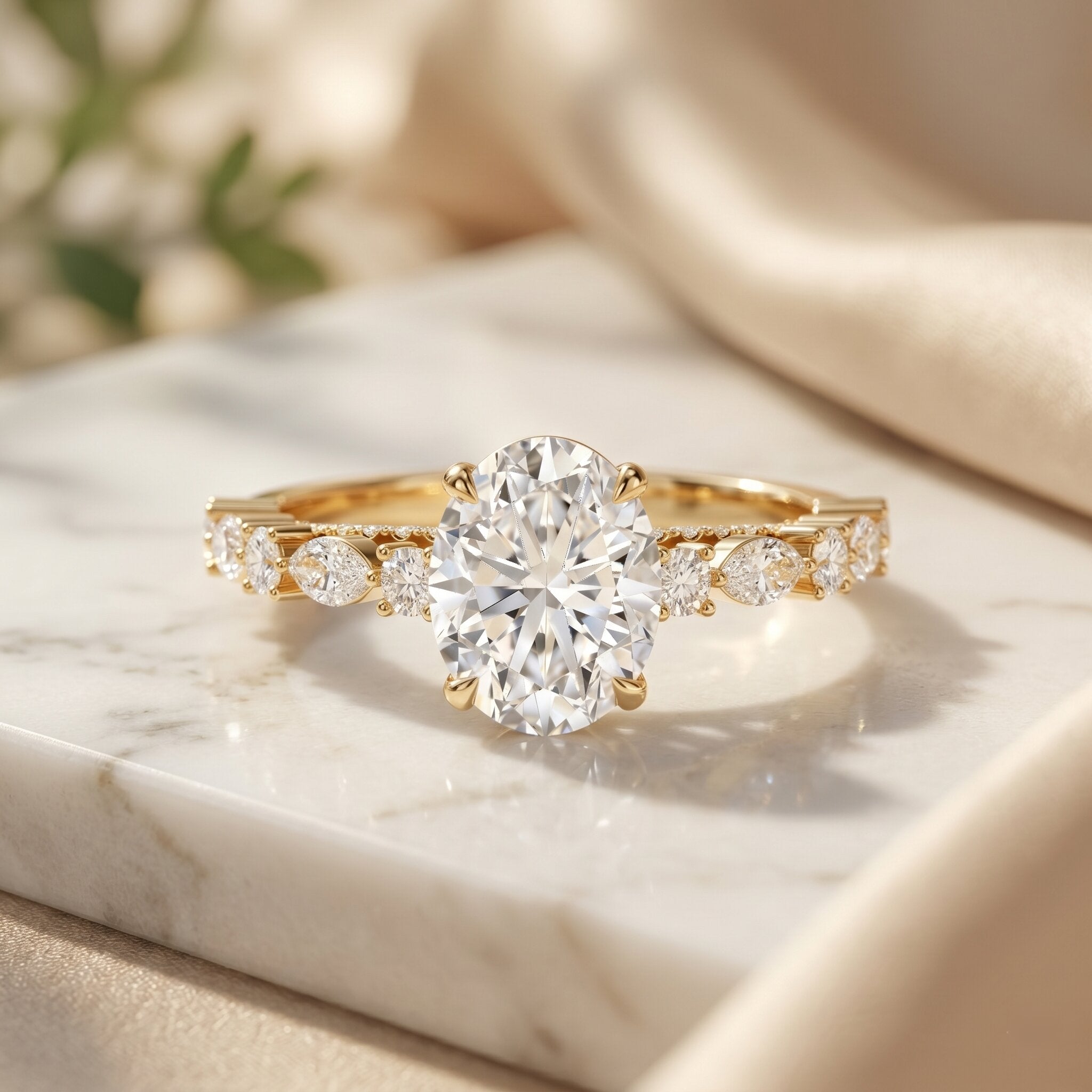 Lab Grown Diamond Ring - 2 Carat Oval Cut Diamond Engagement Ring with IGI Certificate