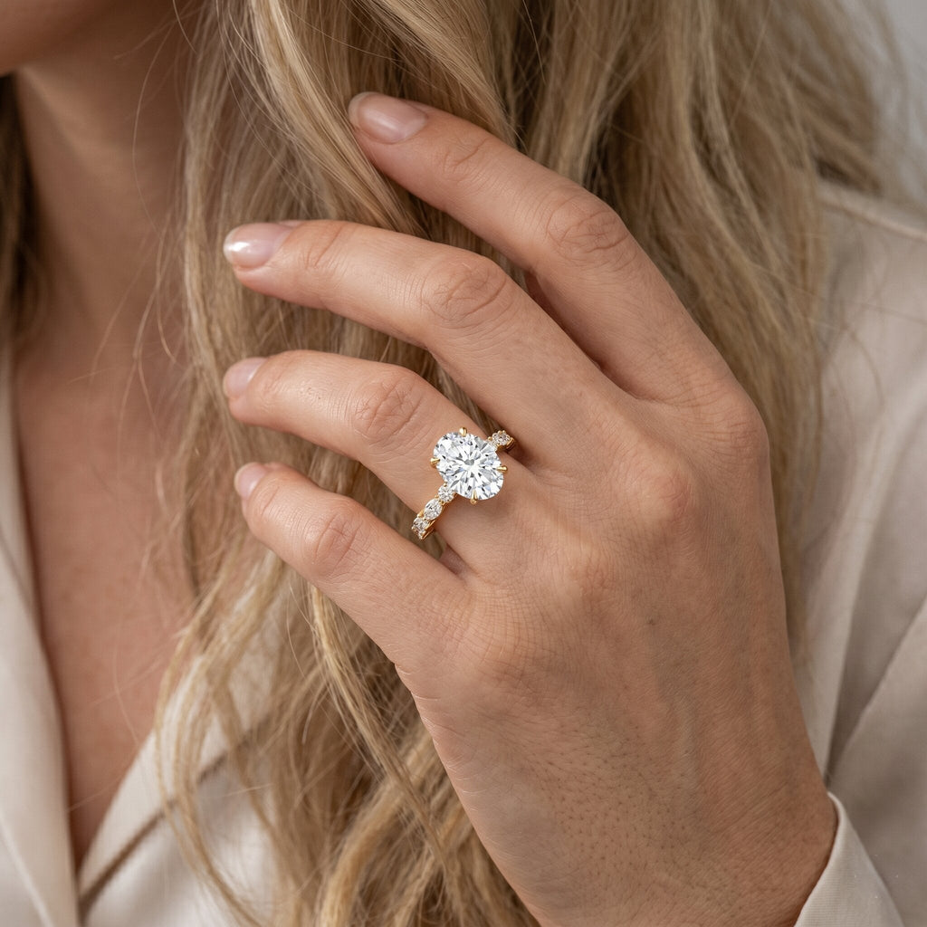 Lab Grown Diamond Ring - 2 Carat Oval Cut Diamond Engagement Ring with IGI Certificate