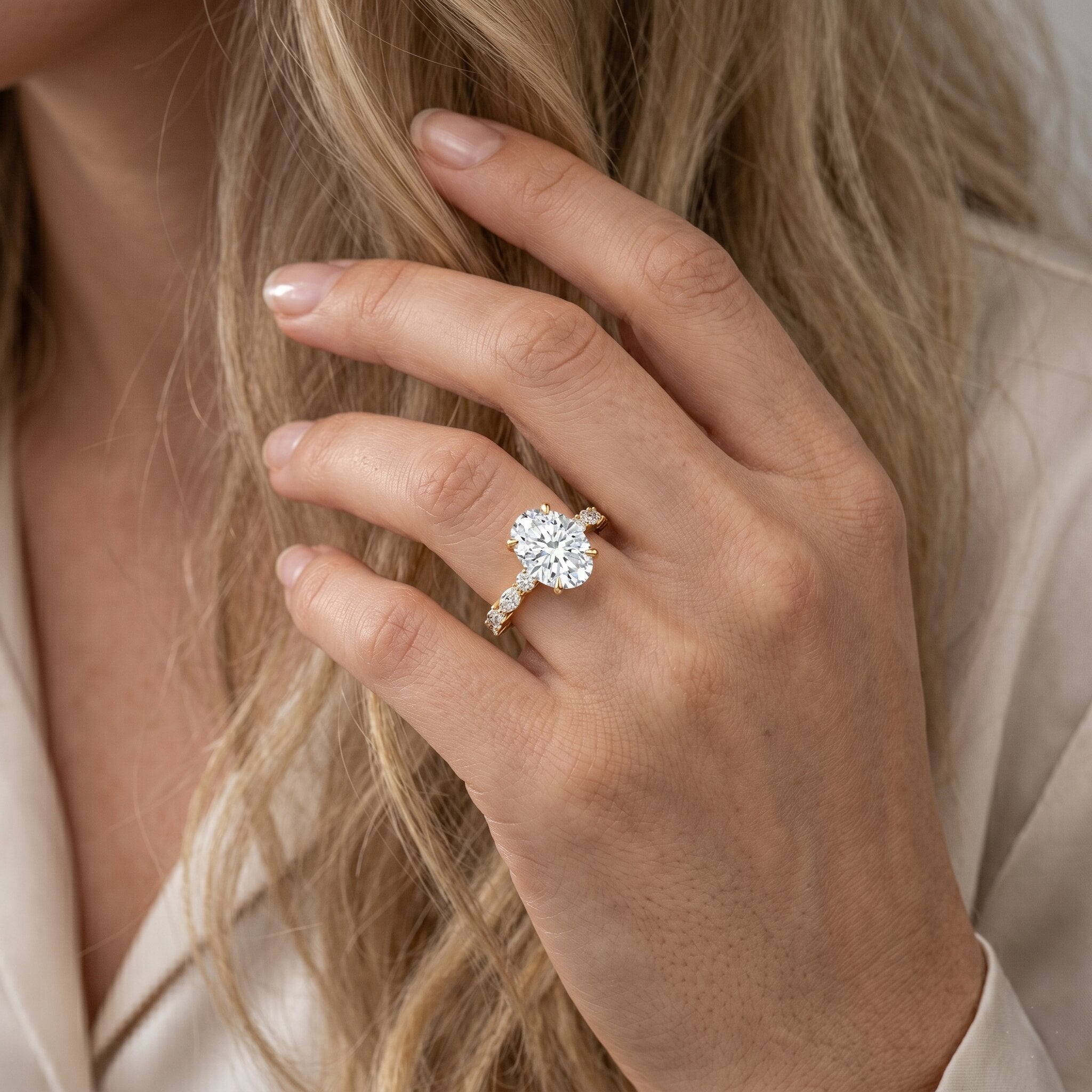 Lab Grown Diamond Ring - 2 Carat Oval Cut Diamond Engagement Ring with IGI Certificate