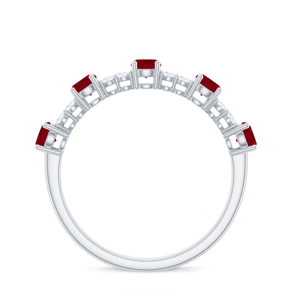 Ruby Diamond Eternity Ring – Half Eternity Band with AAA Quality Ruby & Sparkling Diamond