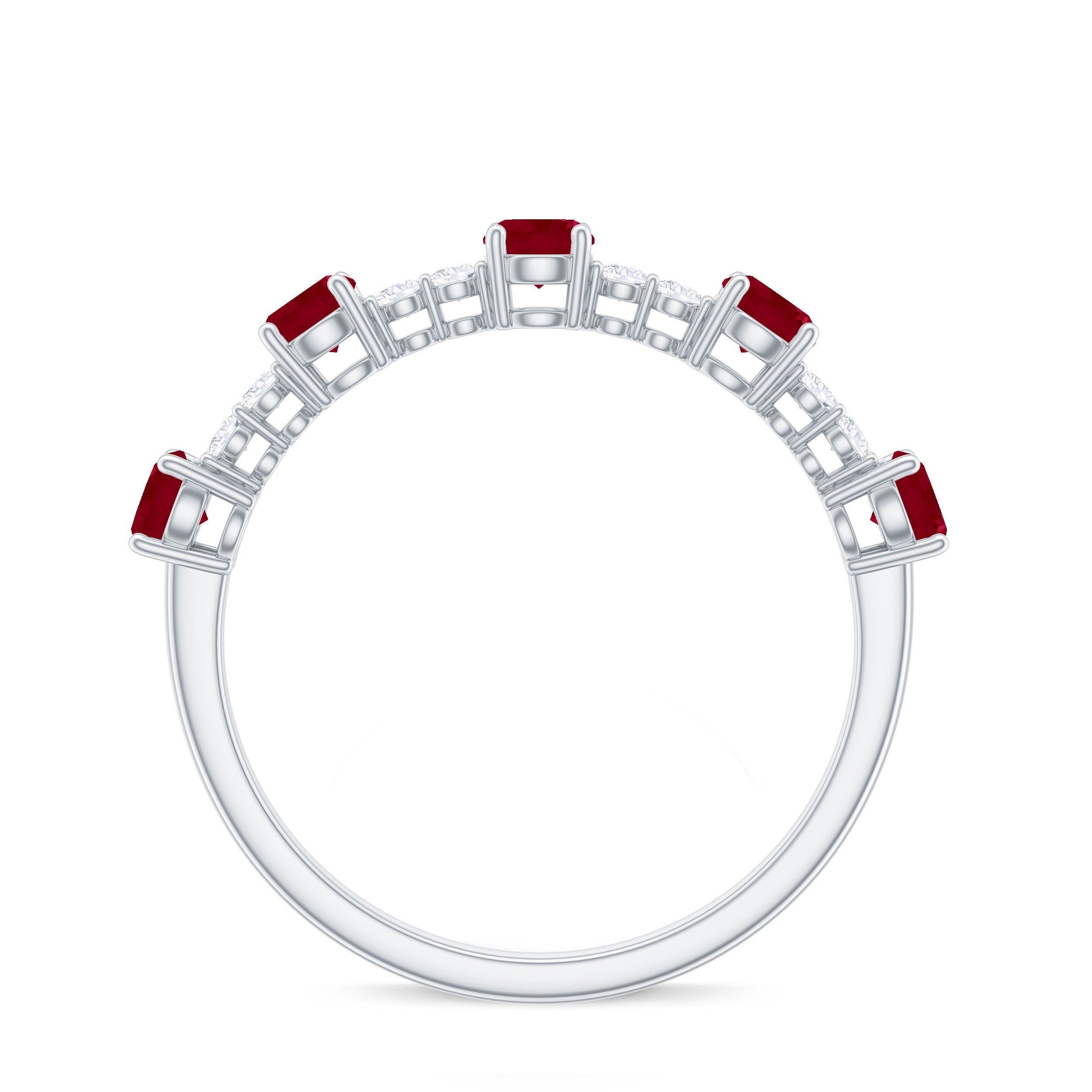 Ruby Diamond Eternity Ring – Half Eternity Band with AAA Quality Ruby & Sparkling Diamond