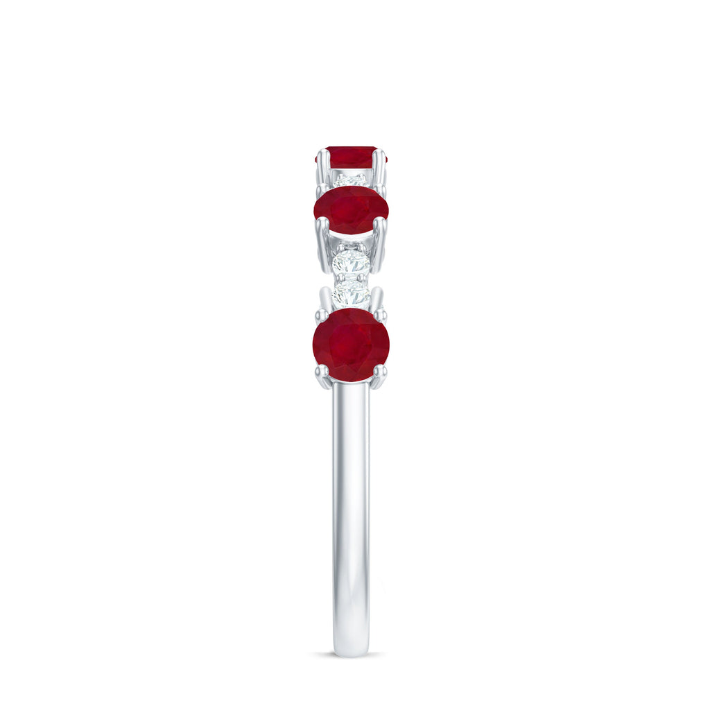 Ruby Diamond Eternity Ring – Half Eternity Band with AAA Quality Ruby & Sparkling Diamond